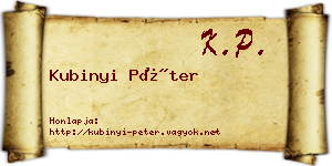 Kubinyi Péter névjegykártya