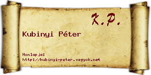 Kubinyi Péter névjegykártya